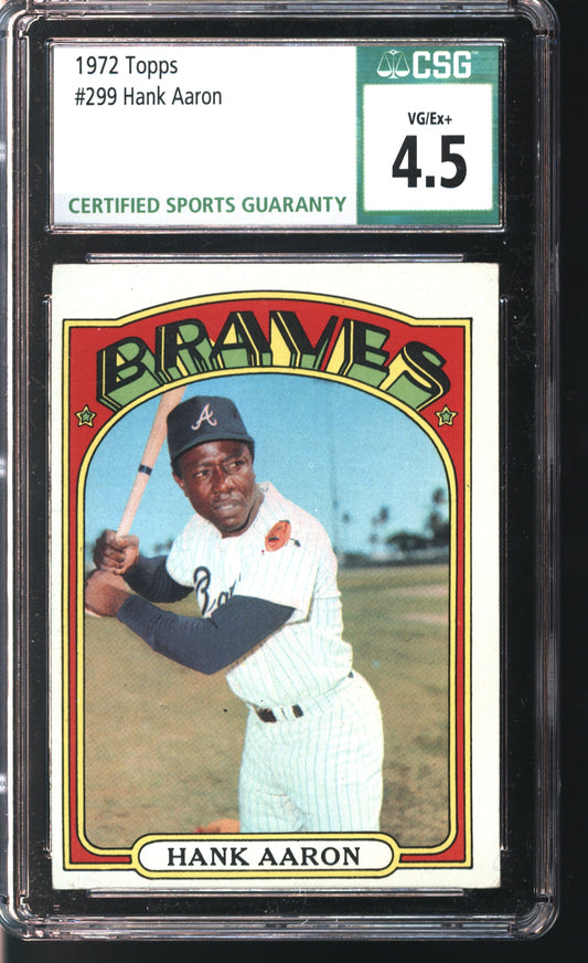 1972 Topps Hank Aaron #299 Graded CSG 4.5