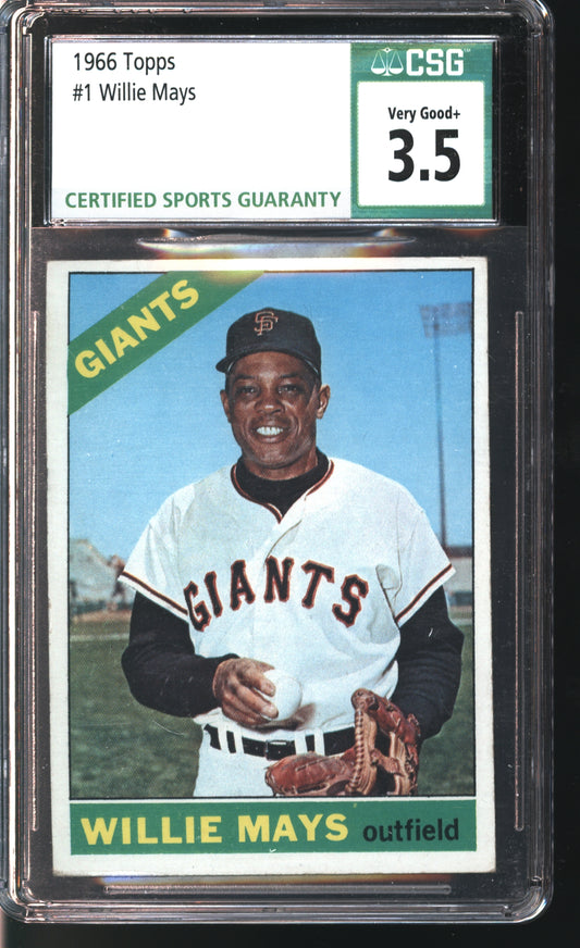 1966 Topps Willie Mays # 1 Graded CSG 3.5