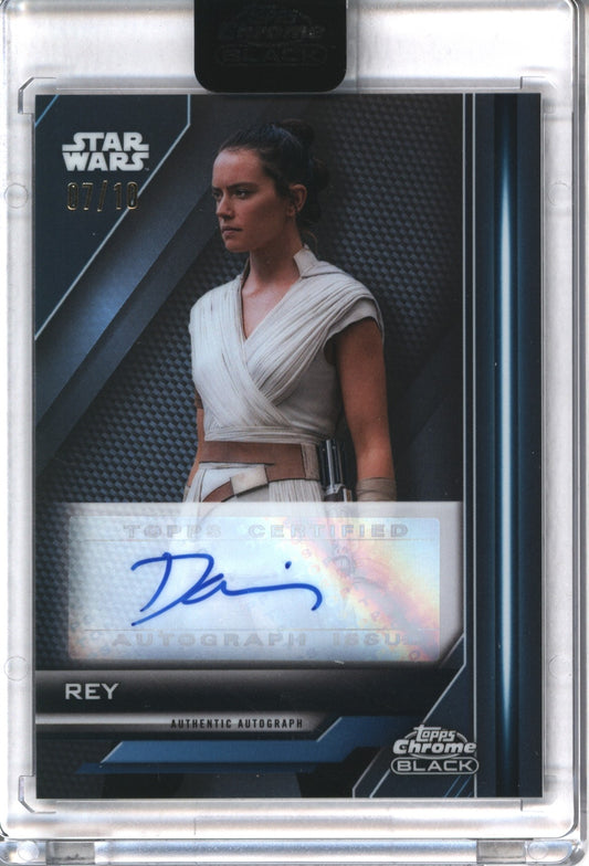 2023 Topps Chrome Black Star Wars Daisy Ridley As Rey Light Side Autograph #7/10