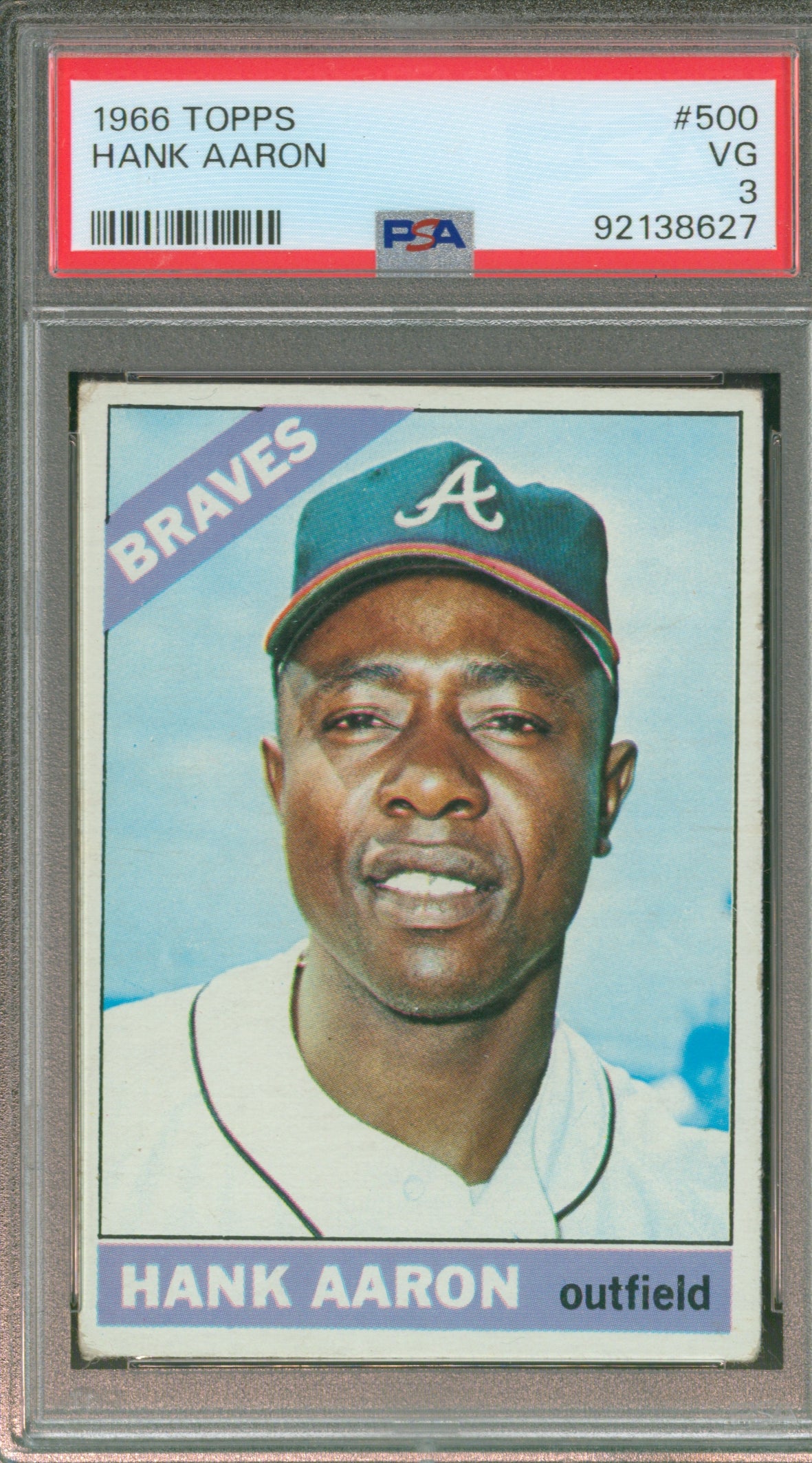 1966 Topps Hank Aaron #500 Graded PSA 3