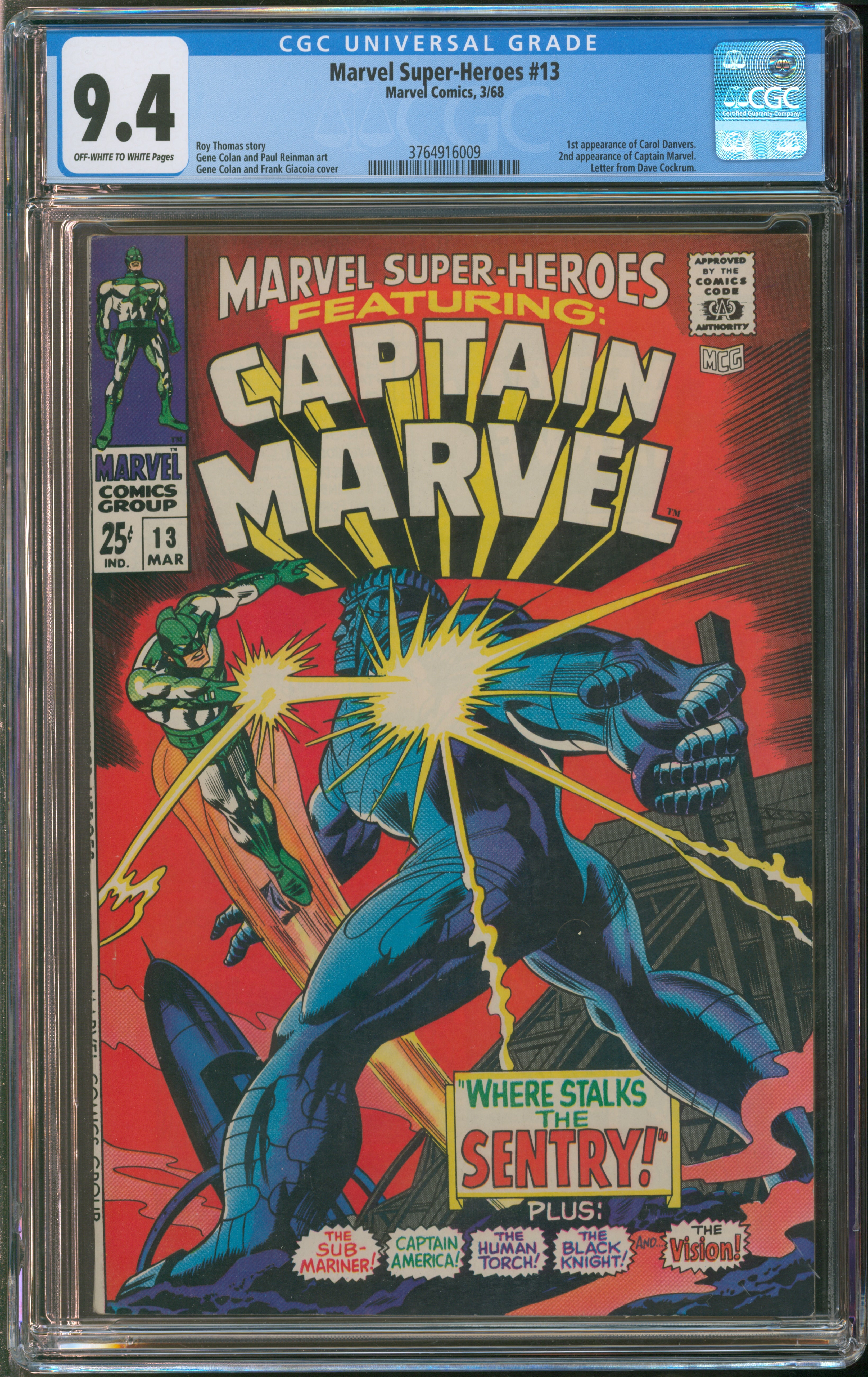 Marvel Comics Marvel Super-Heroes #13 3/68 CGC 9.4 Off-White to White Pages