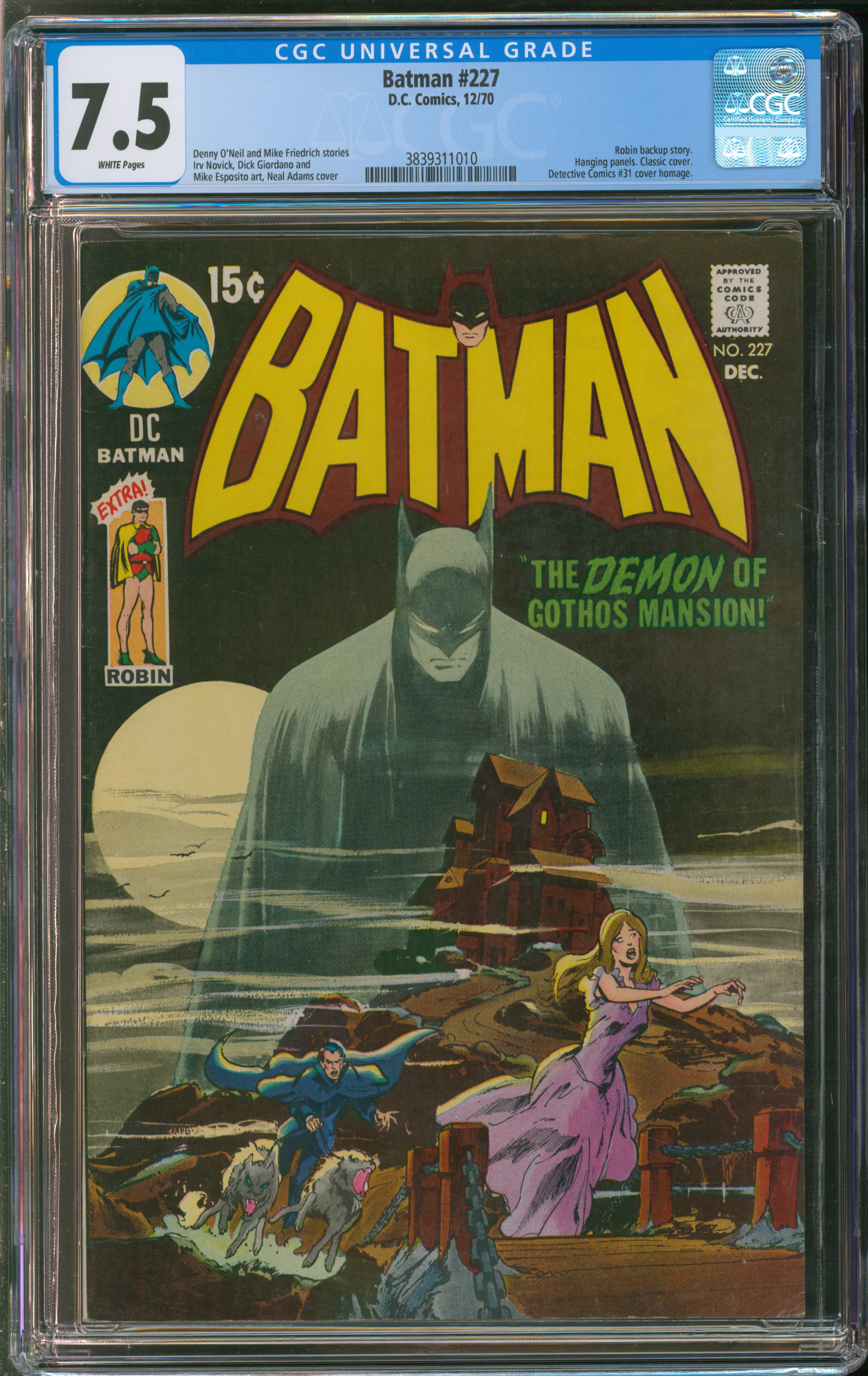 D.C. Comics Batman #227 12/70 CGC 7.5 White Pages