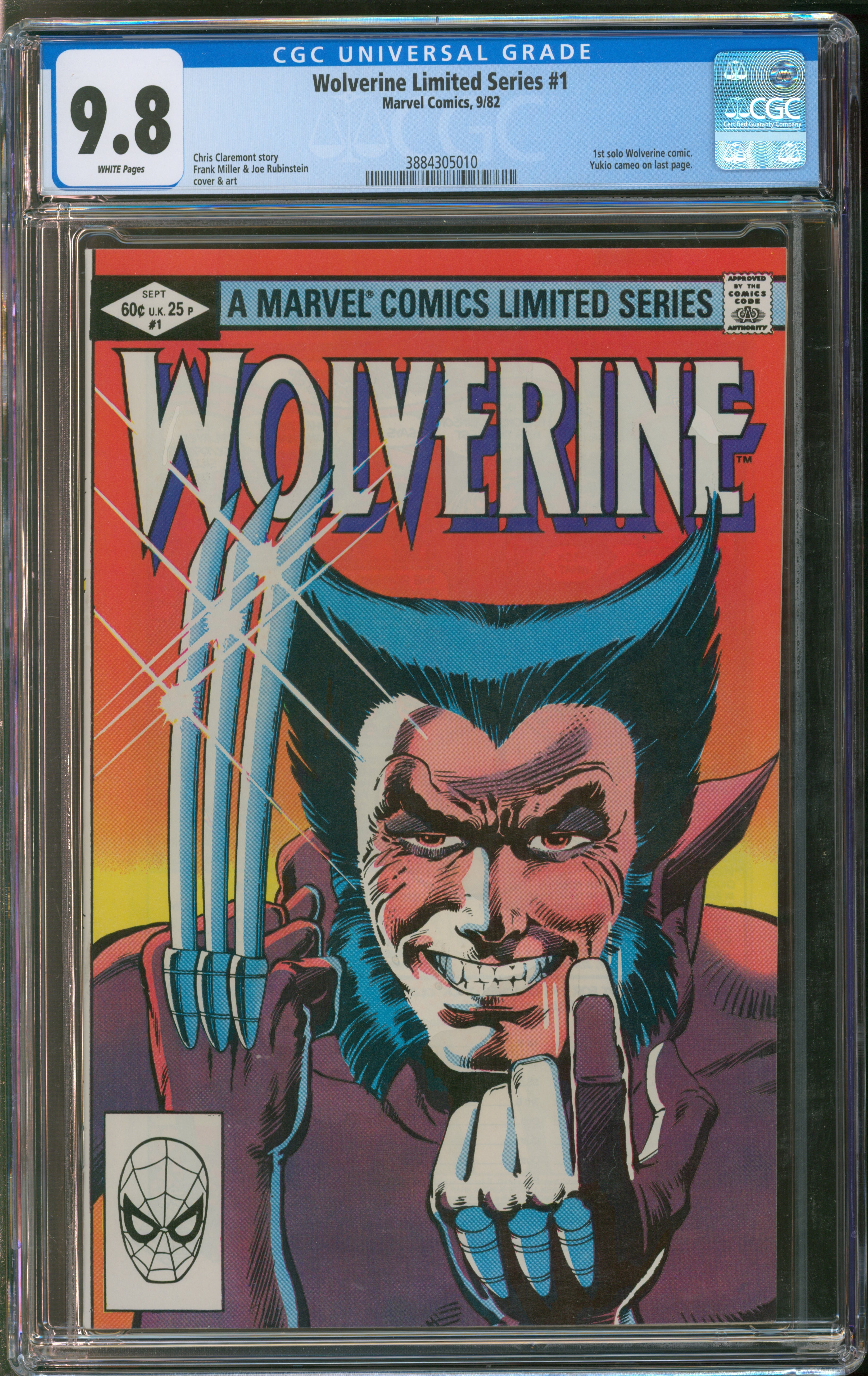Marvel Comics Wolverine Limited Series #1 9/82 CGC 9.8 White Pages