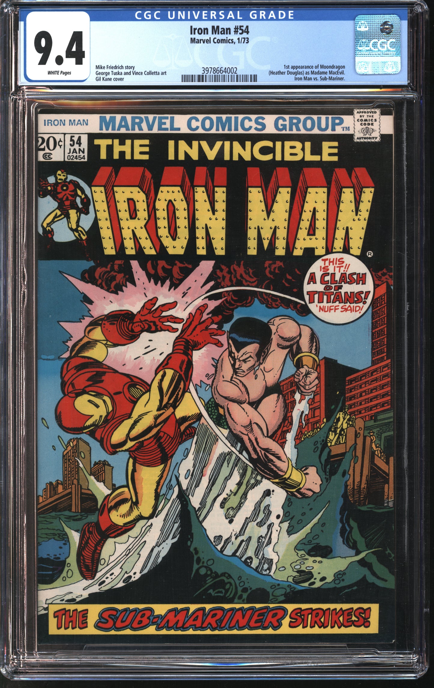 Marvel Comics Iron Man 54 1/73 CGC 9.4 White pages