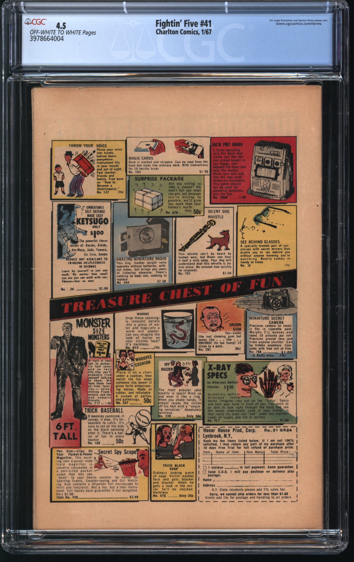 Charlton Comics Fightin' Five 41 1/67 CGC 4.5 Off White to White Pages