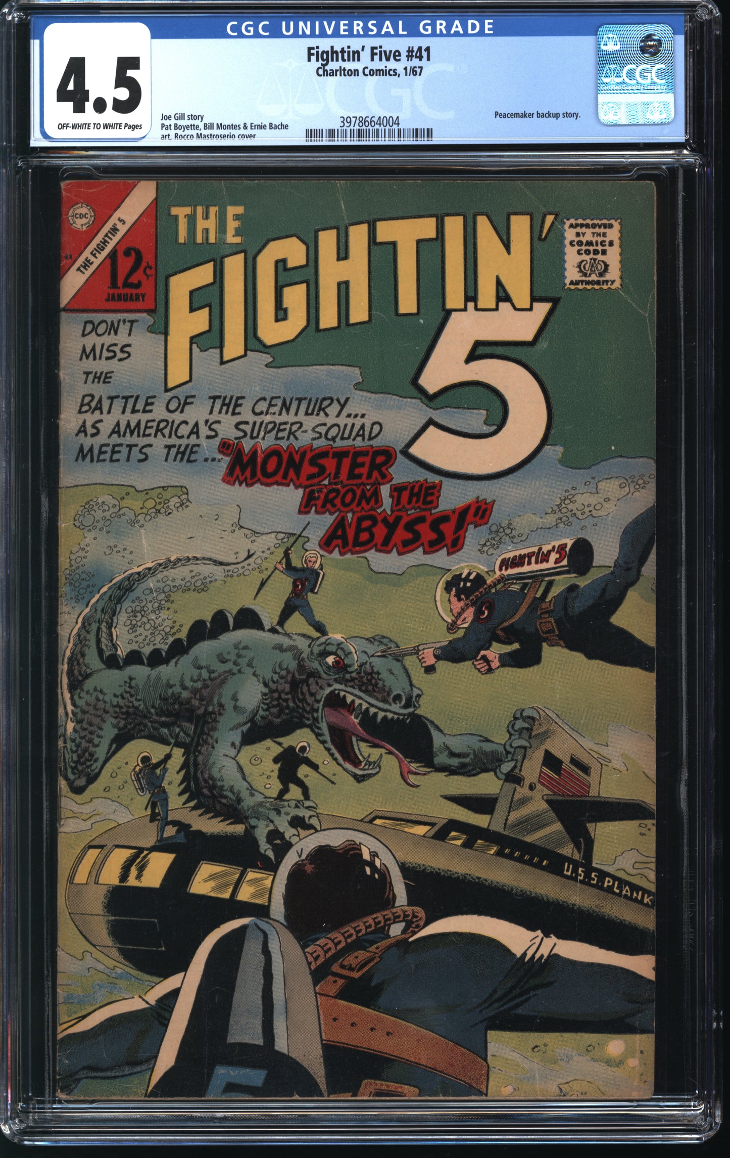 Charlton Comics Fightin' Five 41 1/67 CGC 4.5 Off White to White Pages