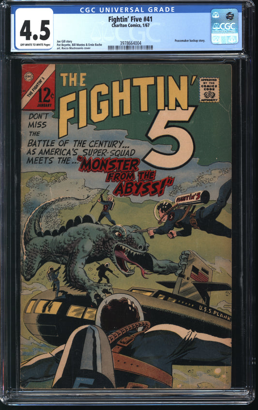 Charlton Comics Fightin' Five 41 1/67 CGC 4.5 Off White to White Pages