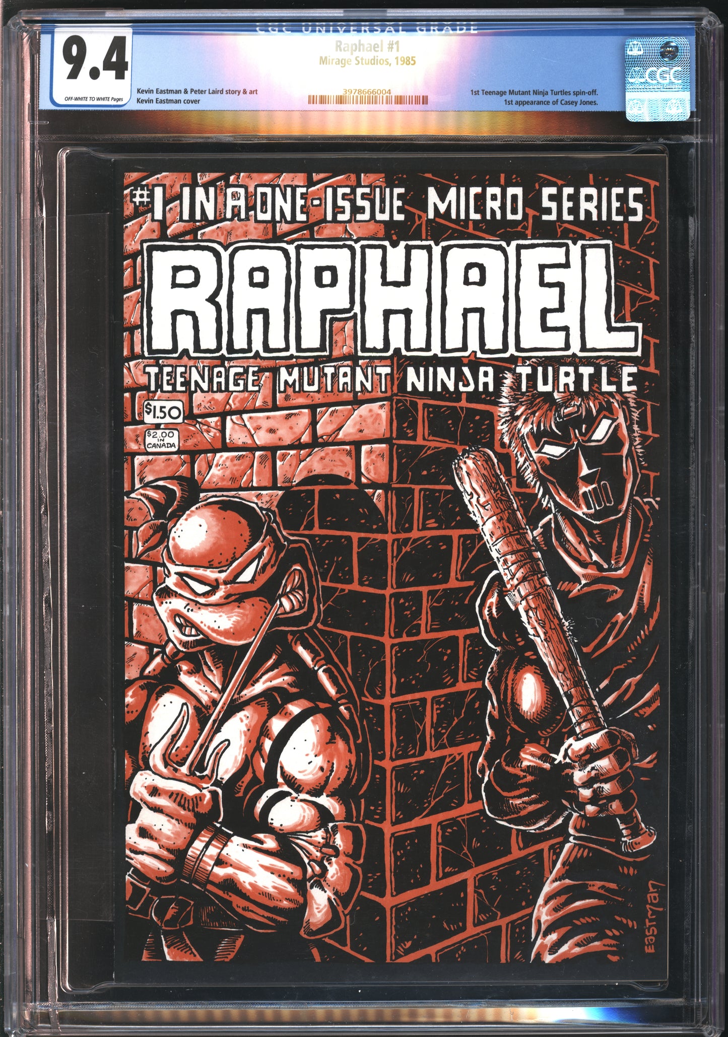 Mirage Studios Raphael #1 1985 CGC 9.4 Off-White to White Pages