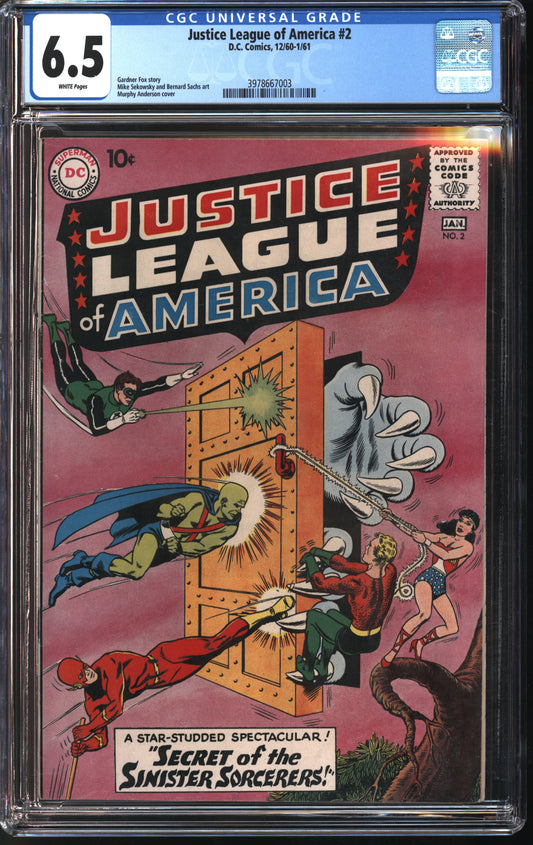 D.C. Comics Justice League of America #2 12/60-1/61 FANTAST CGC 6.5 White Pages