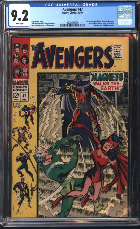 Marvel Avengers 47 12/67 CGC 9.2 White Pages