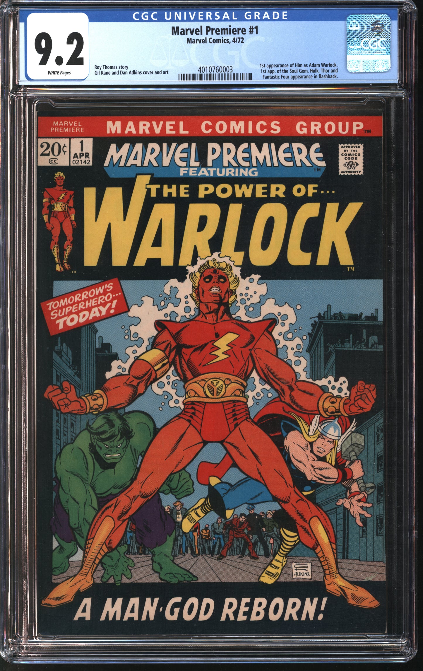 Marvel Premiere 1 4/72 CGC 9.2 White Pages