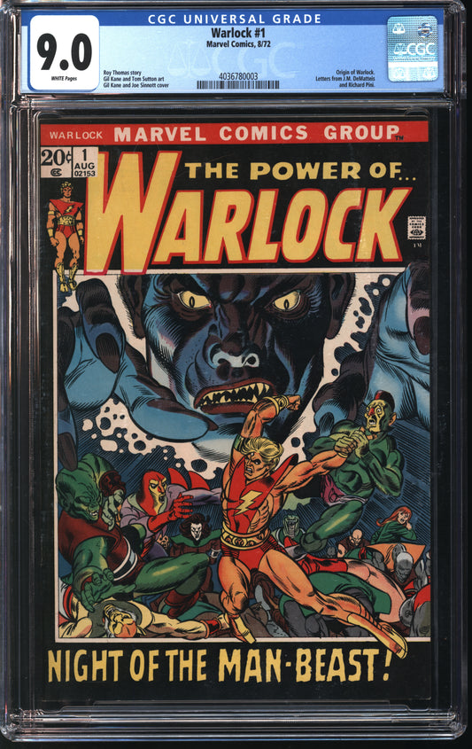 Marvel Comics Warlock 1 8/72 CGC 9.0 White Pages