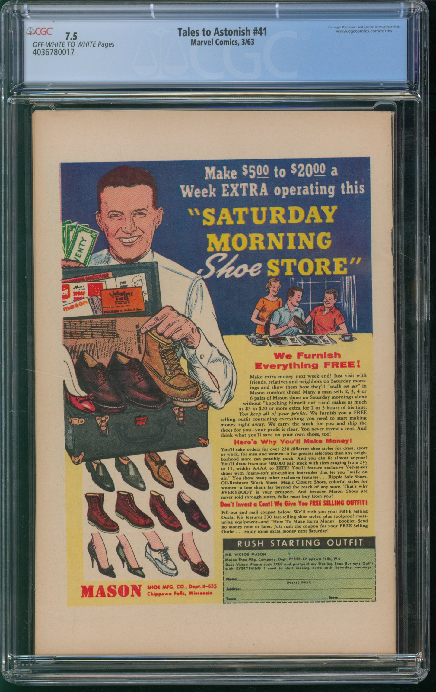 Marvel Comics Tales to Astonish #41 3/63 CGC 7.5 Off-White to White Pages