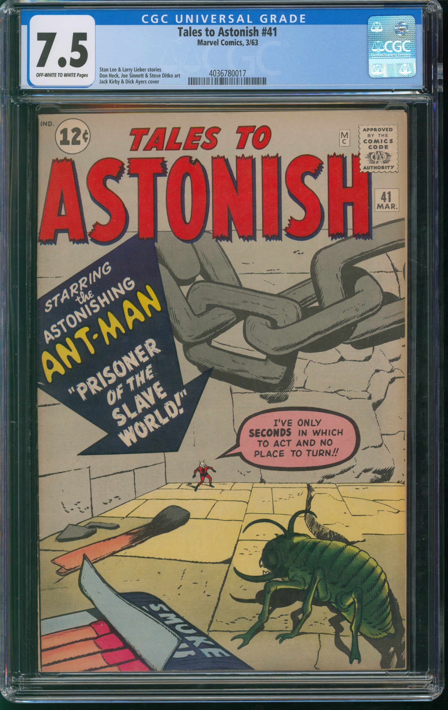 Marvel Comics Tales to Astonish #41 3/63 CGC 7.5 Off-White to White Pages