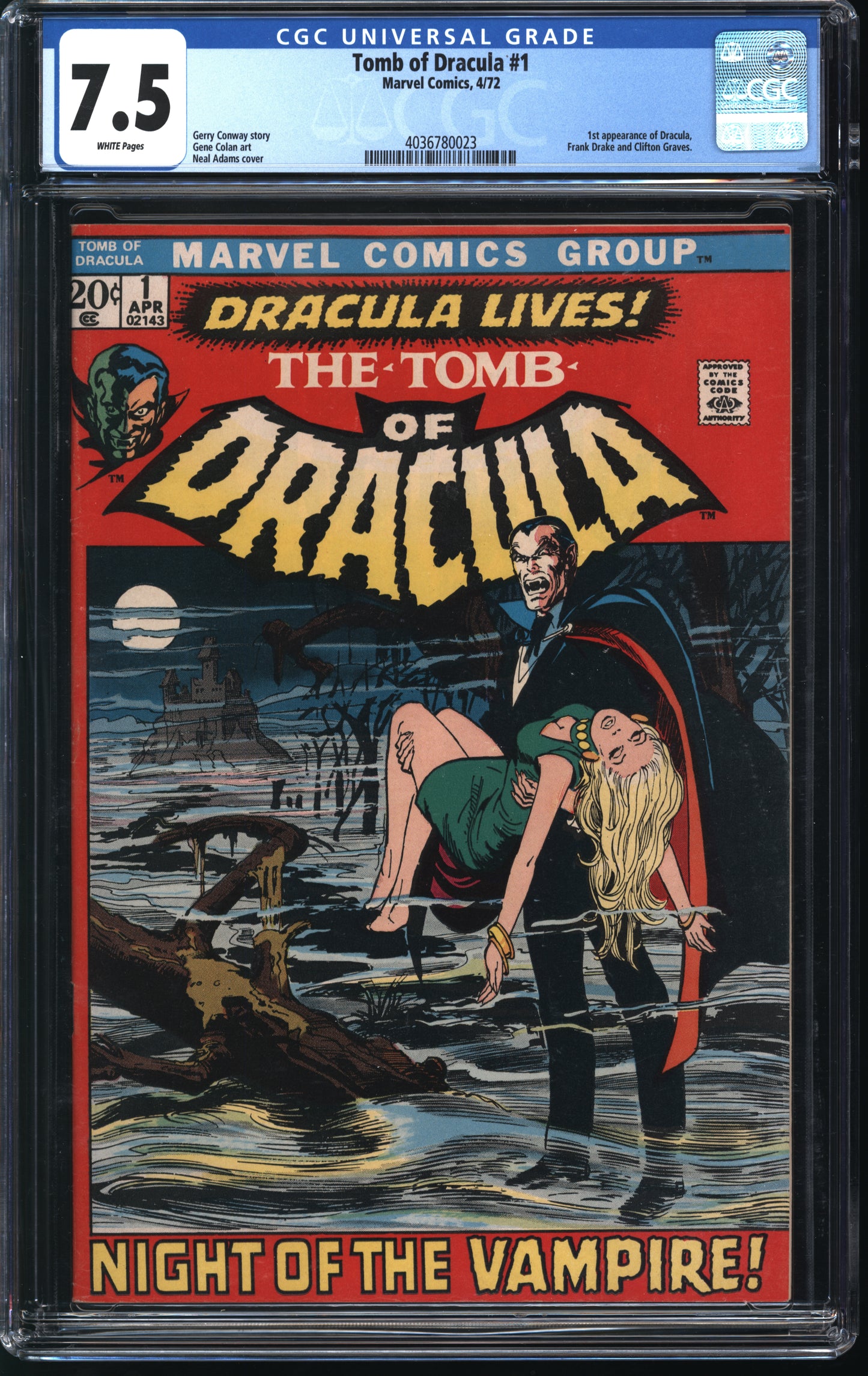 Marvel Comics Tomb of Dracula #1 CGC 7.5 White pages