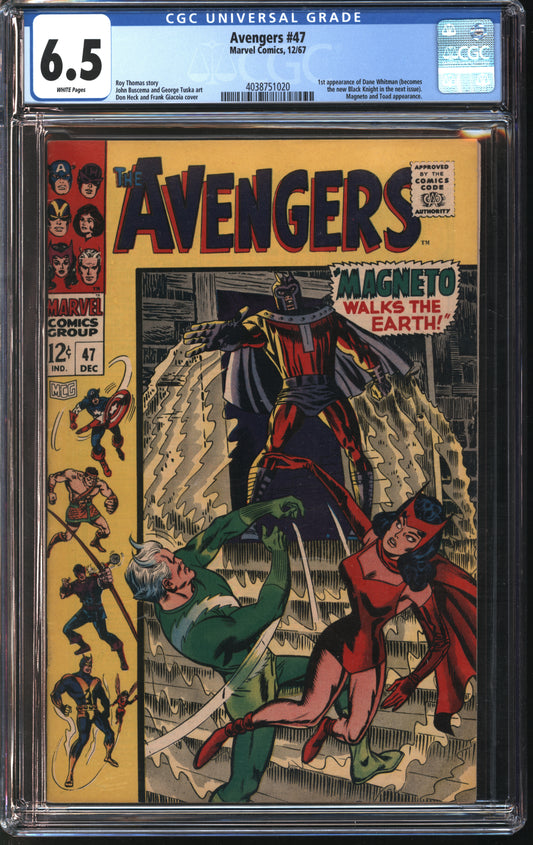 Marvel Avengers 47 12/67 CGC 6.5 White Pages