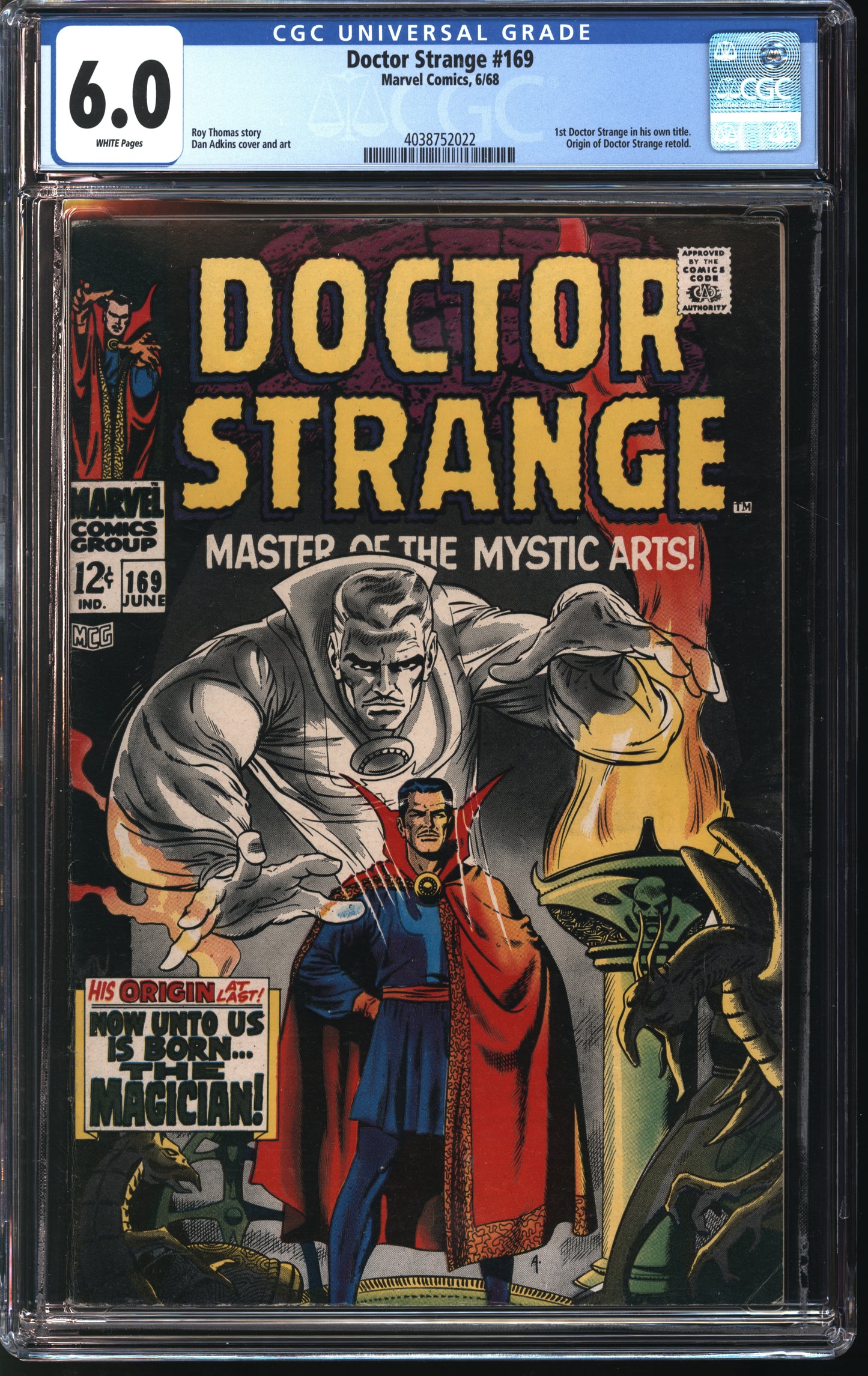 Marvel Comics Doctor Strange 169 6/68 CGC 6.0 White Pages