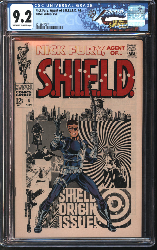 Marvel Nick Fury Agent of Shield 4 9/68 FANTAST CGC 9.2 Off-White To White Pages