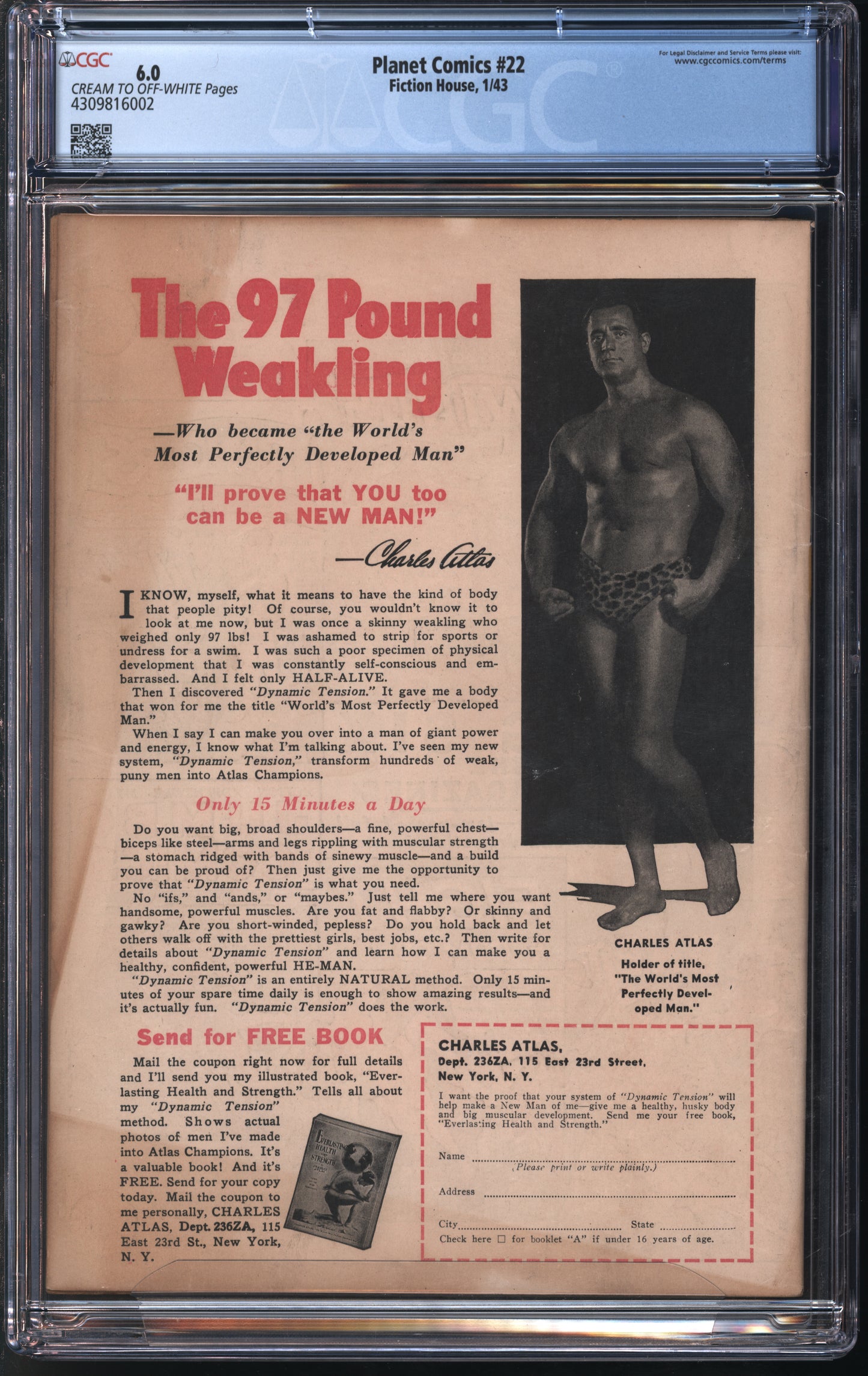 Fiction House Planet Comics #22 1/43 CGC 6.0 Cream to Off-White Pages