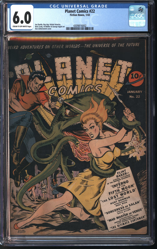 Fiction House Planet Comics #22 1/43 CGC 6.0 Cream to Off-White Pages
