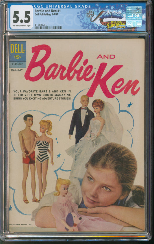 Dell Publishing Barbie and Ken #1 5-7/62 FANTAST CGC 5.5 Off-White to White Pages