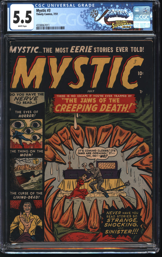 Atlas Comics Mystic 3 6/51 FANTAST PCH CGC 5.5 White Pages