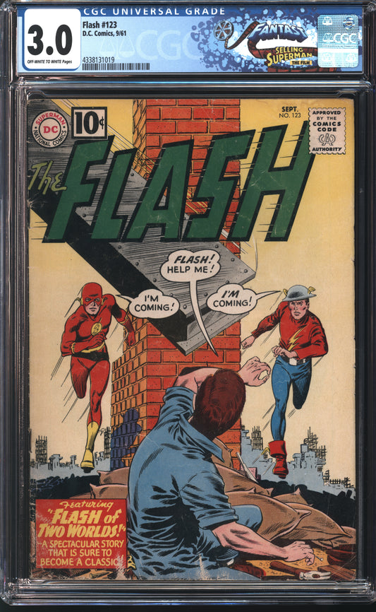 D.C Comics Flash 123 9/61 FANTAST CGC 3.0 Off-White to White Pages