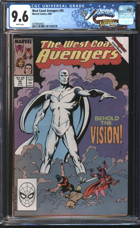 Marvel West Coast Avengers 45 6/89 FANTAST CGC 9.6 White Pages