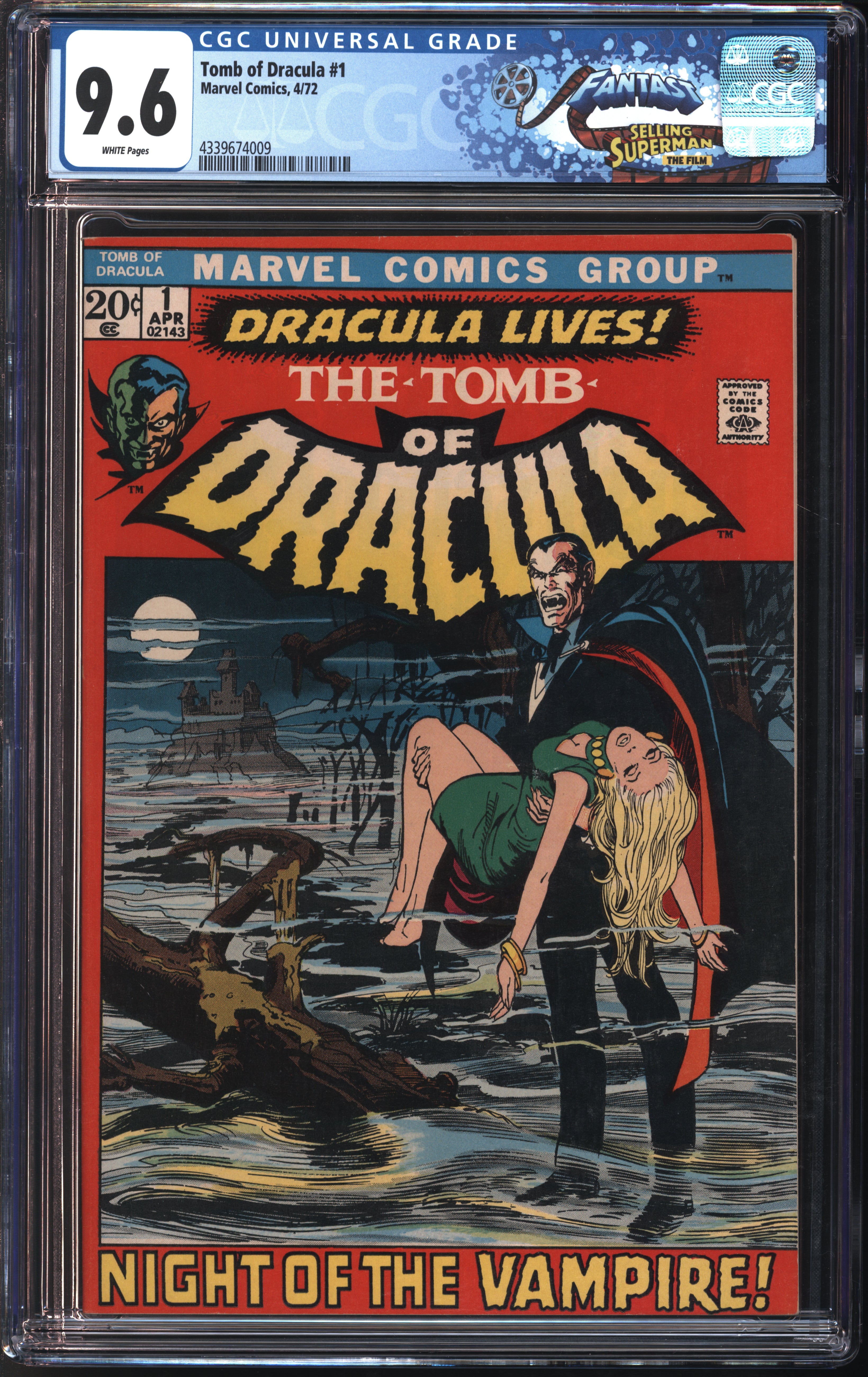 Marvel Comics Tomb of Dracula #1 4/72 FANTAST CGC 9.6 White Pages
