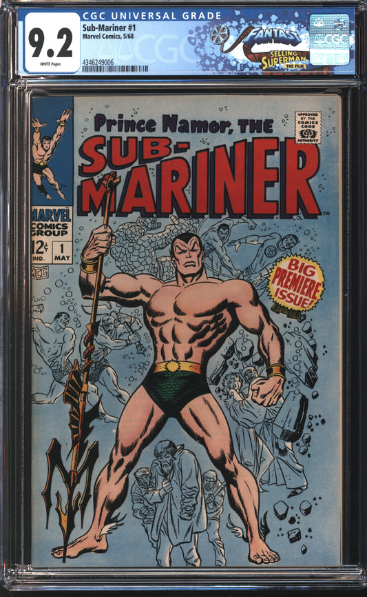 Marvel Sub-Mariner 1 5/68 FANTAST CGC 9.2 White Pages