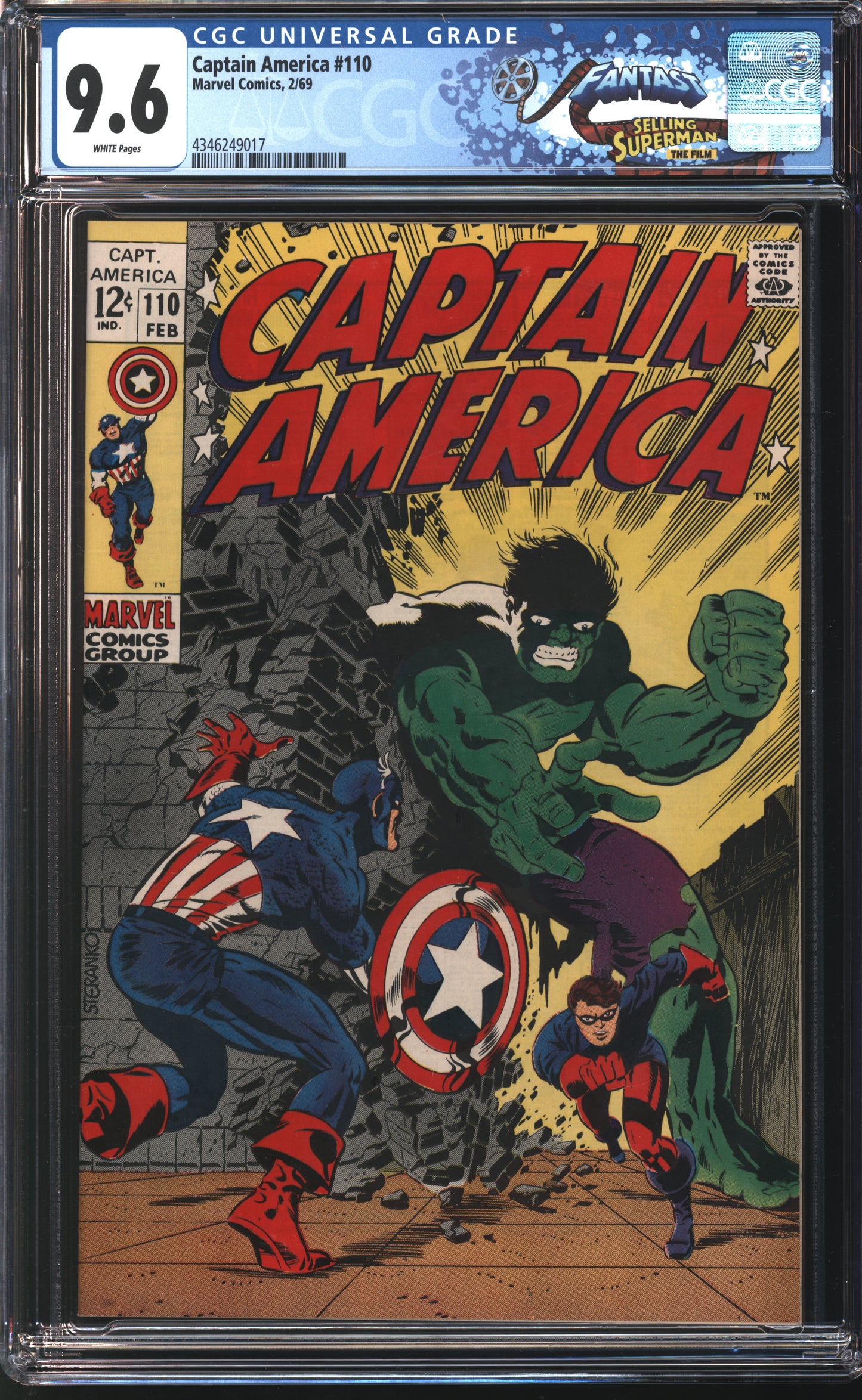 Marvel Captain America 110 2/69 FANTAST CGC 9.6 White Pages