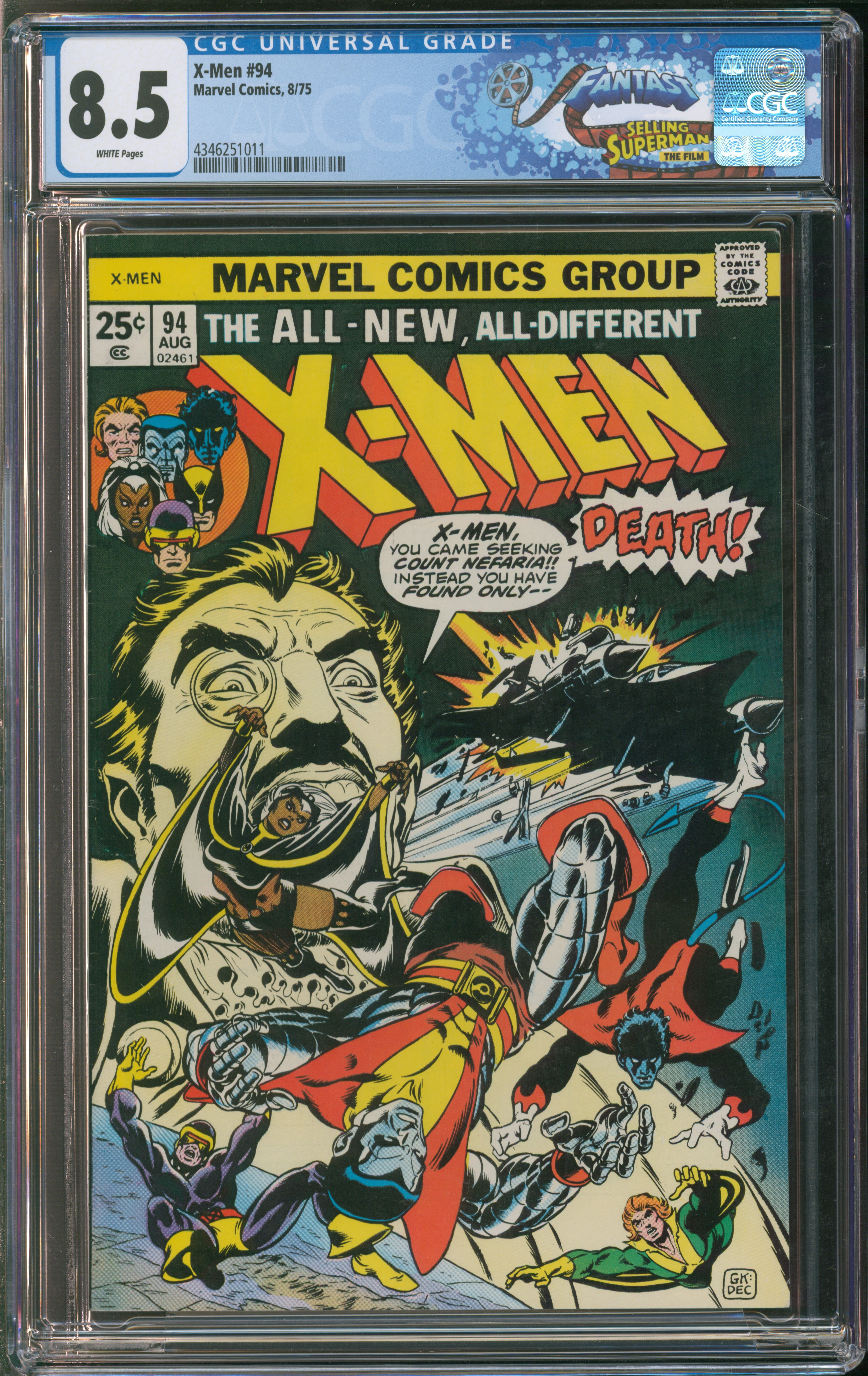 Marvel Comics X-Men #94 8/75 FANTAST CGC 8.5 White Pages