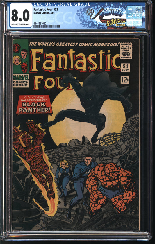 Marvel Fantastic Four #52 7/66 FANTAST CGC 8.0 Off-White to White Pages