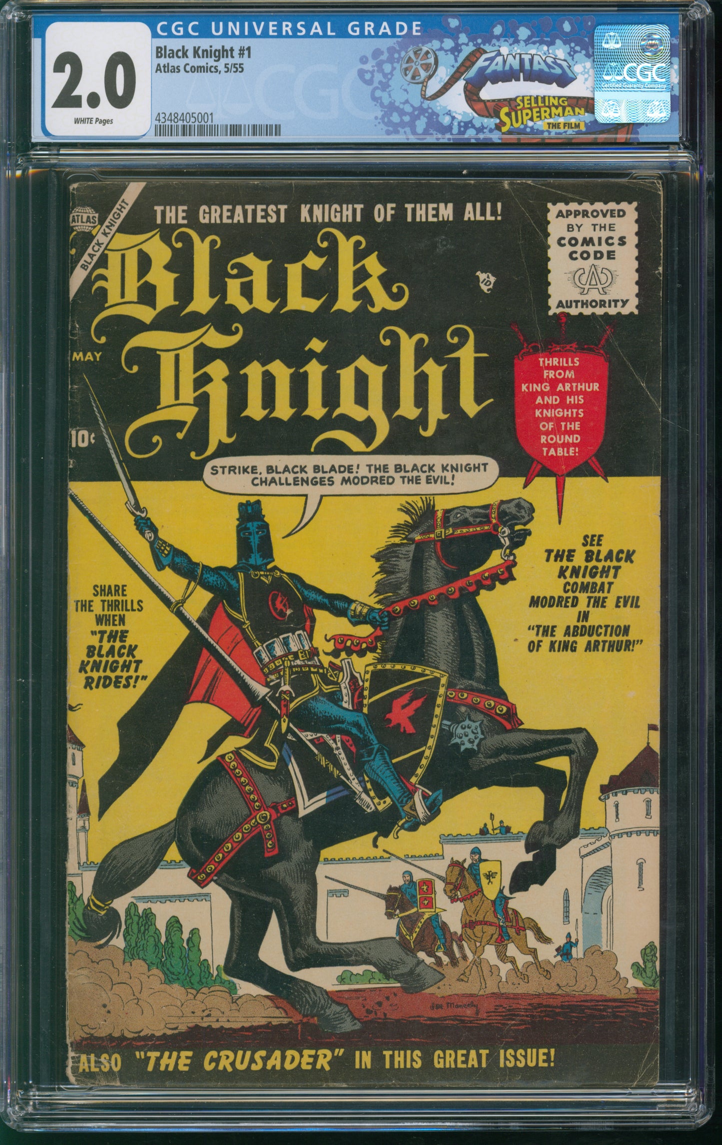 Atlas Comics Black Knight #1 5/55 FANTAST CGC 2.0 White Pages