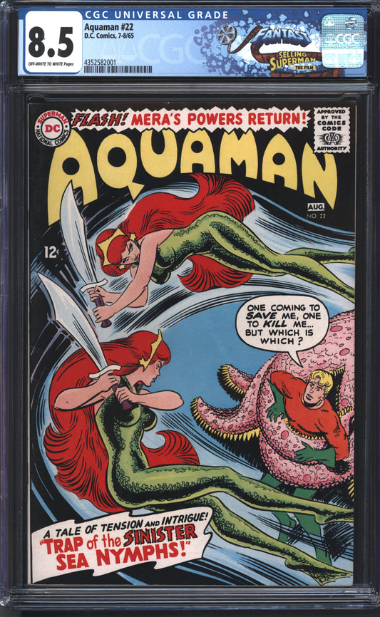 D.C Comics Aquaman 22 7/65 FANTAST CGC 8.5 Off White to White Pages