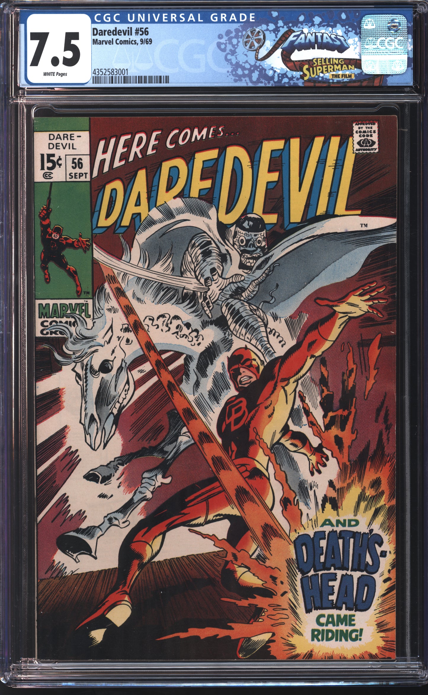 Marvel Daredevil 56 9/69 FANTAST CGC 7.5 White Pages