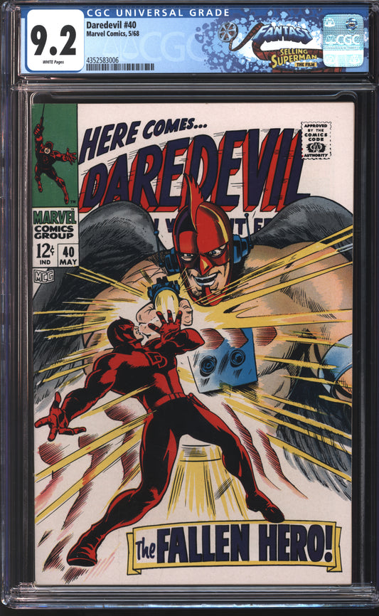 Marvel Daredevil 40 5/68 FANTAST CGC 9.2 White Pages