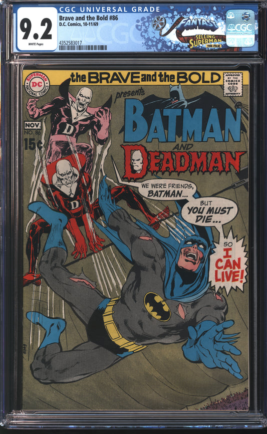 D.C Comics Brave and the Bold 86 10/69 FANTAST CGC 9.2 White Pages