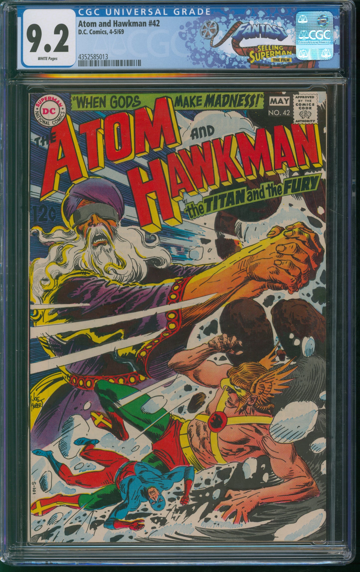 D.C. Comics Atom and Hawkman #42 4-5/69 FANTAST CGC 9.2 White Pages