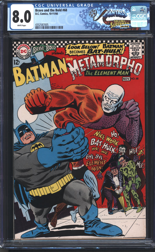 D.C Comics Brave and the Bold 68 11/66 FANTAST CGC 8.0 White Pages