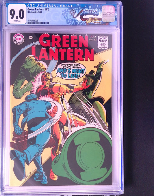 D.C Comics Green Lantern 62 7/68 FANTAST CGC 9.0 White Pages