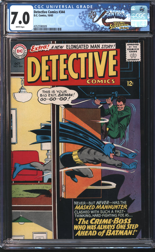 D.C Comics Detective Comics 344 10/65 FANTAST CGC 7.0 White Pages