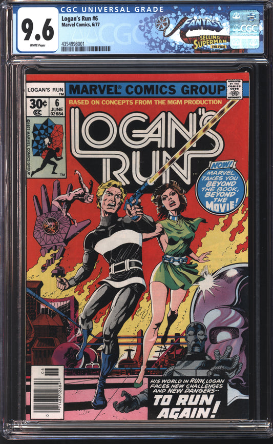 Marvel Logan's Run 6 6/77 FANTAST CGC 9.6 White Pages