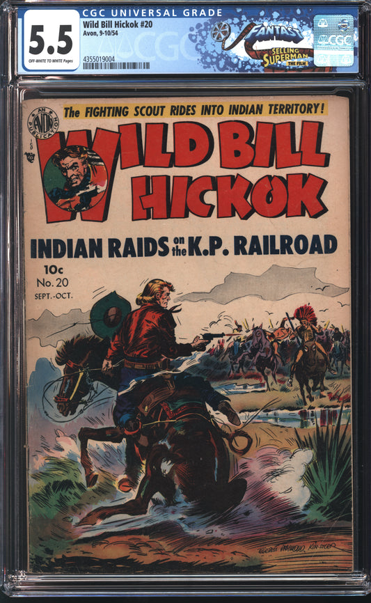 Avon Comics Wild Bill Hickok 20 9/54 FANTAST CGC 5.5 Off White to White Pages