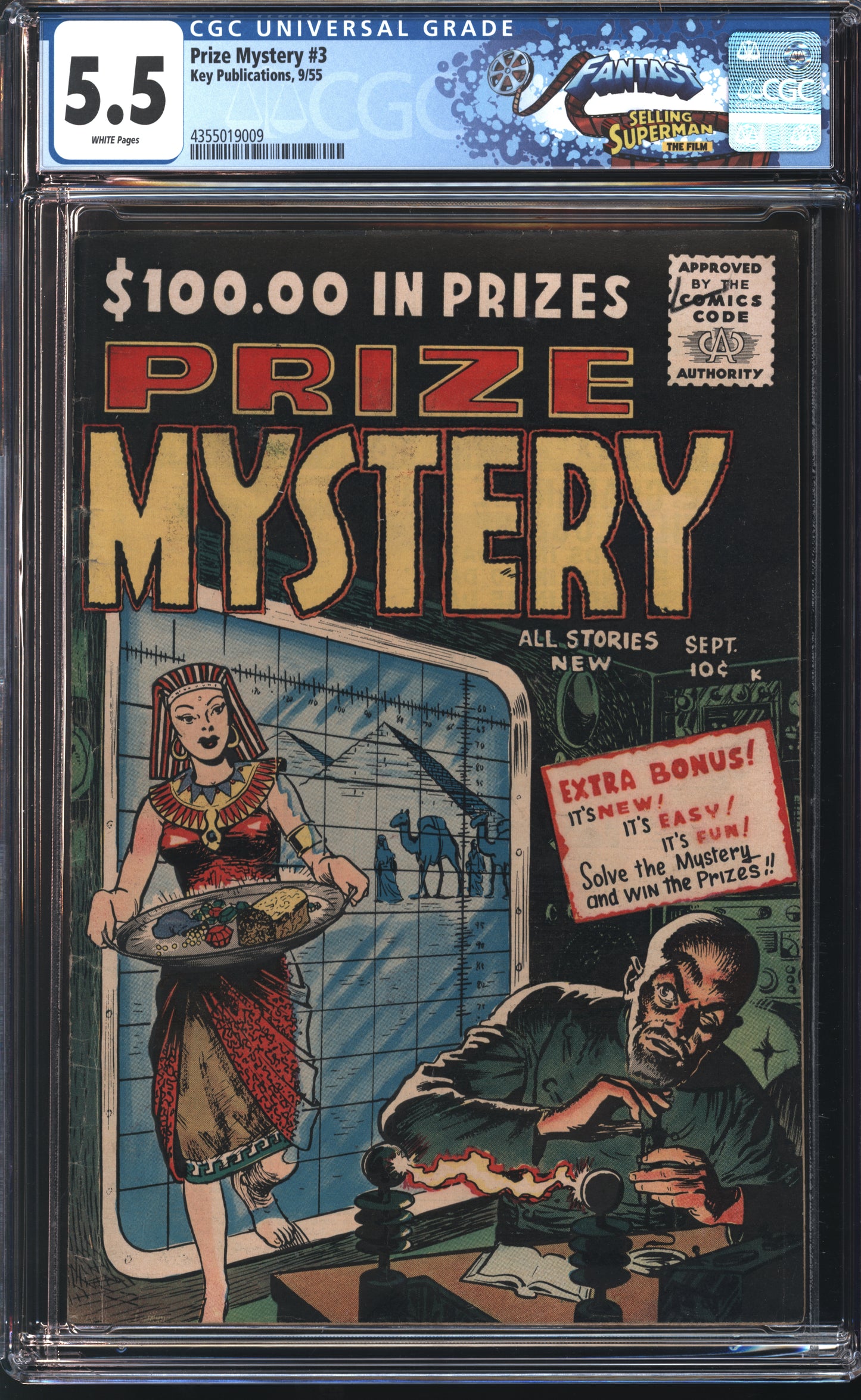 Key Publications Prize Mystery #3 9/55 FANTAST CGC 5.5 White Pages