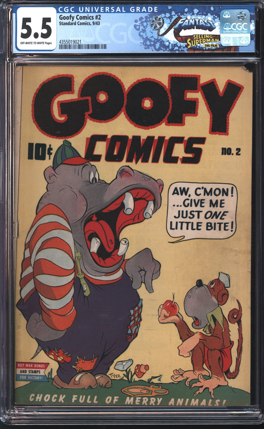 Standard Comics Goofy Comics 2 9/43 FANTAST CGC 5.5 Off White to White Pages