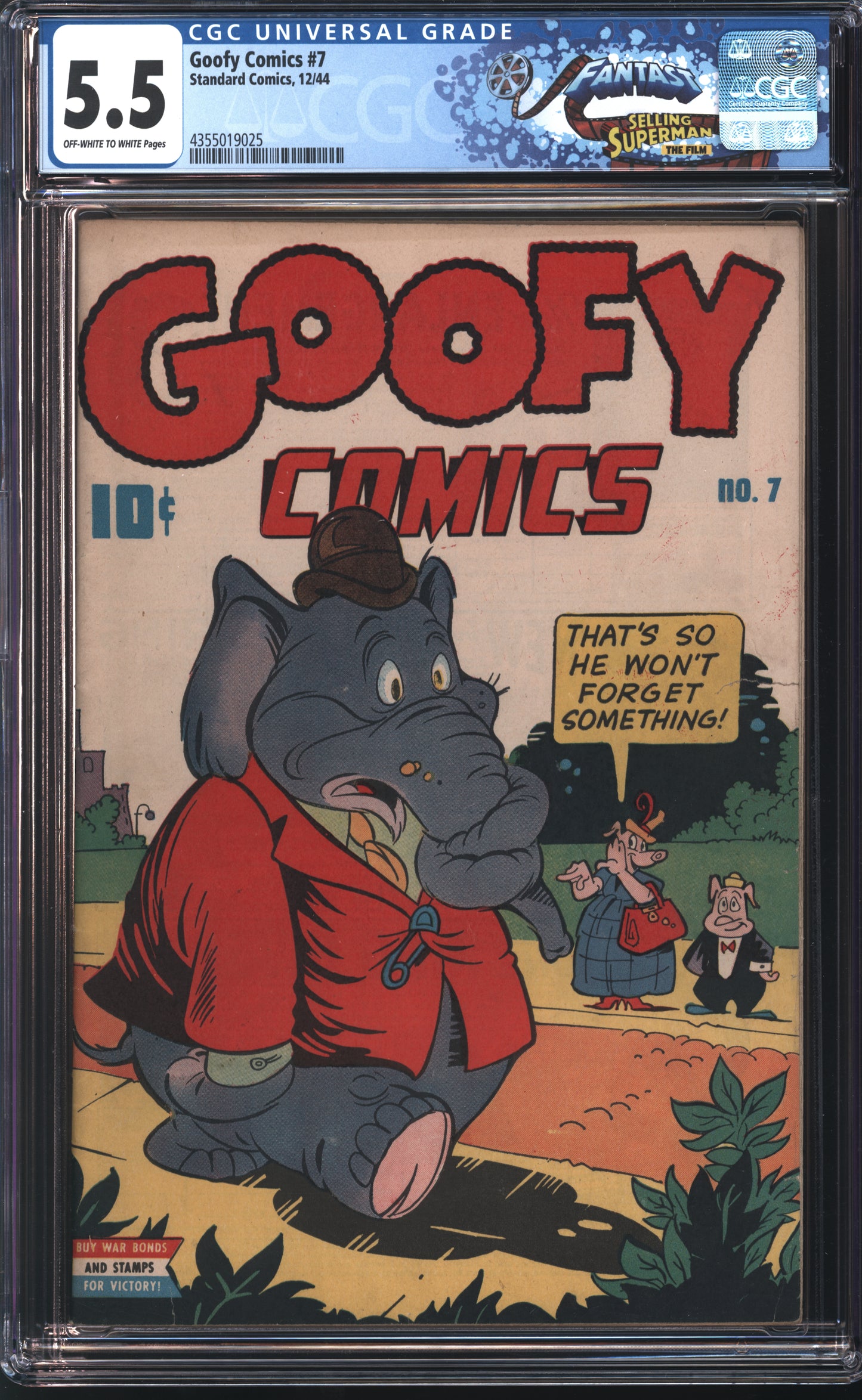 Standard Comics Goofy Comics 7 12/44 FANTAST CGC 5.5 Off White to White Pages