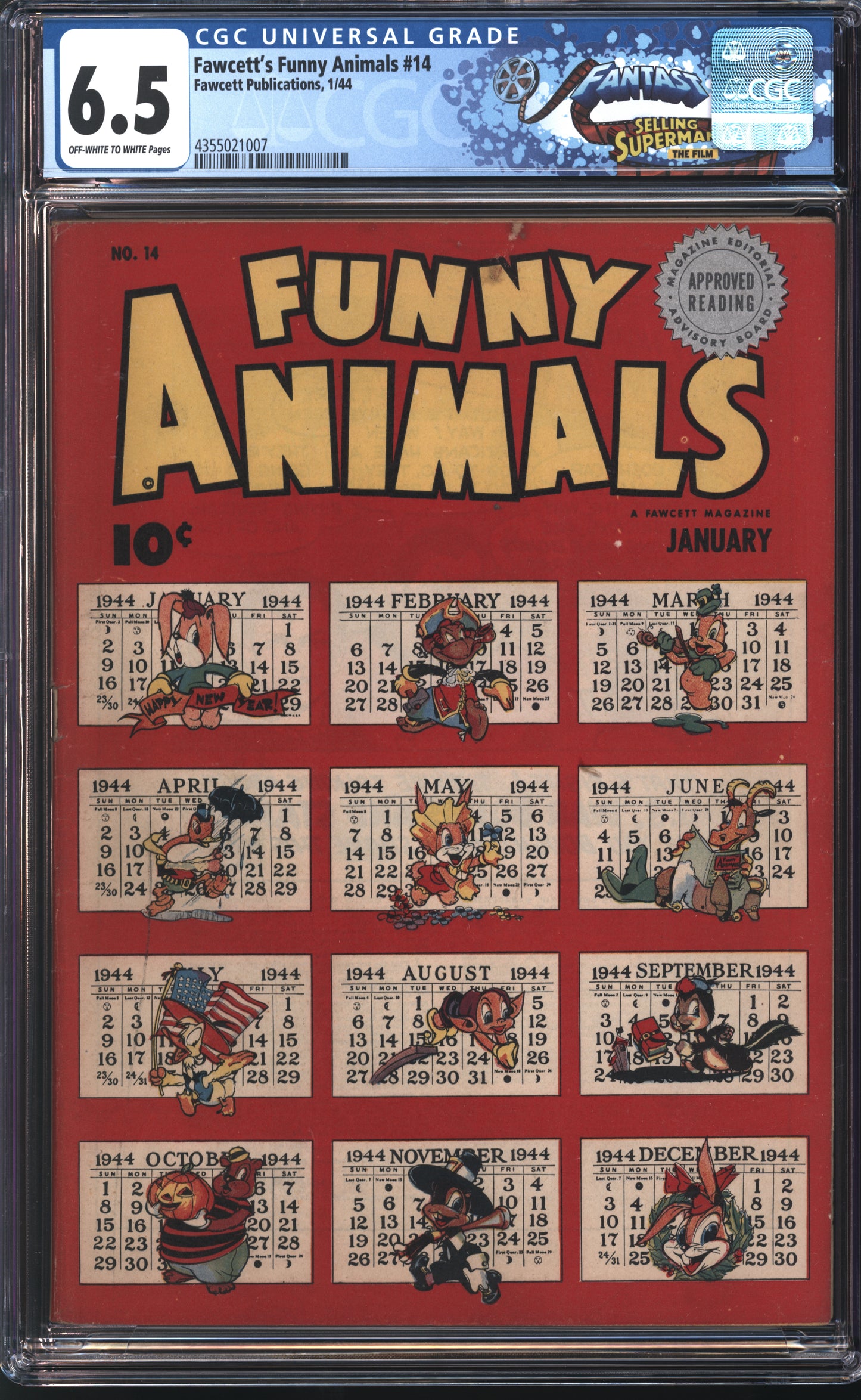 Fawcett Publications Fawcett's Funny Animals 14 1/44 FANTAST CGC 6.5 Off White to White Pages