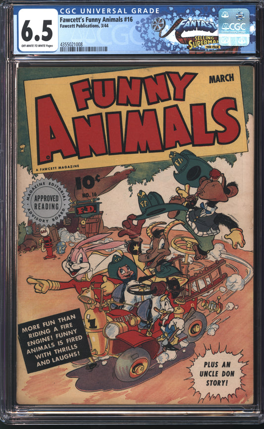 Fawcett Publications Fawcett's Funny Animals 16 3/44 FANTAST CGC 6.5 Off White to White Pages