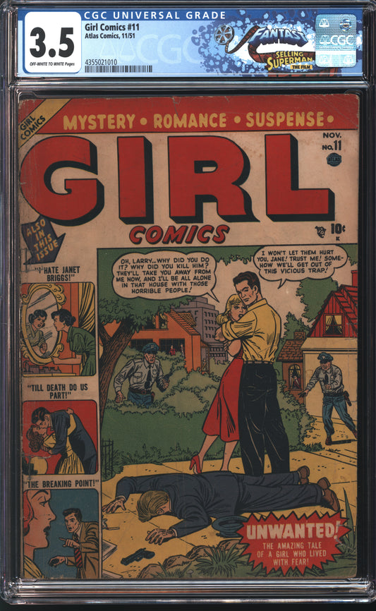 Atlas Comics Girl Comics 11 11/51 FANTAST CGC 3.5 Off White to White Pages